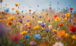 an open field filled with lots of colorful flowers