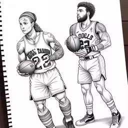 a black and white drawing of a basketball player,drawing of an individual