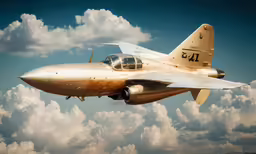 a silver fighter jet with a cloudy sky