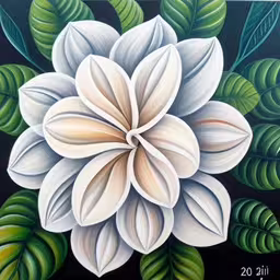 a painting of flowers on black with white flowers,a close up view of an artistic painting