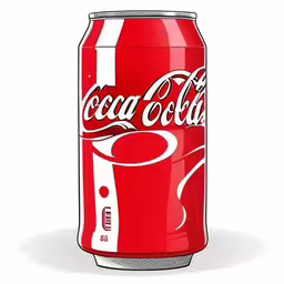 a can of coca - cola on a white background,an illustrated style image of a coca cola,coca cola can on the ground in red,a can of coca cola next to the word, diet coke,a red coca - cola bottle with an extra amount of sugar on the top