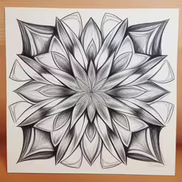 a drawing on a piece of paper that has a stylized design