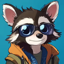 a very cute racoon with some big glasses