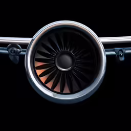 the rotor of an aircraft that is in a black background