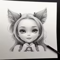 an image of a pencil drawing of a girl