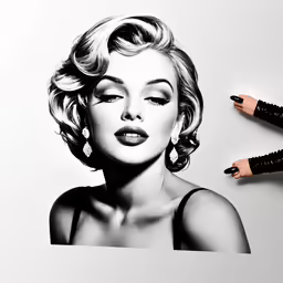 two women drawing a portrait of a marilyn monroe