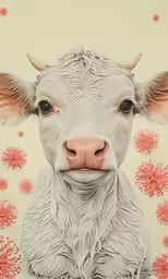 a painting of a cow with a sad look on its face