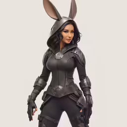 a woman dressed in a rabbit suit