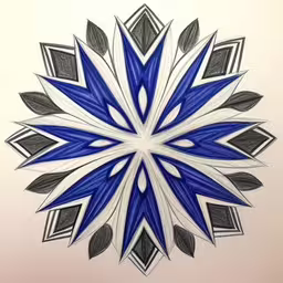 drawing with colored pencils of stylized flower