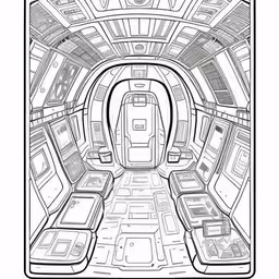 a sketch of the interior of a vehicle,a car interior, with the seat up and some mirrors open