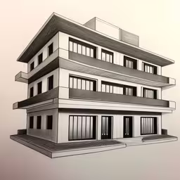 this is a house that has lots of windows,the building is constructed from a drawing of the street