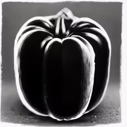 black and white image of a close up of a pumpkin