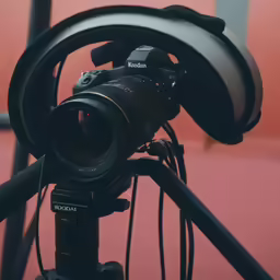 a video camera on a tripod is being viewed