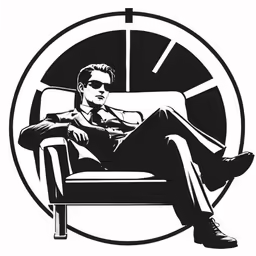 a man sitting in a chair with his feet up