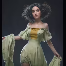 a woman wearing a green dress poses for a photo