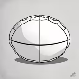 a white ball with some chains on it,there is a drawing of a football in a ball