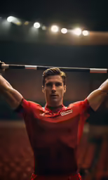 this is a man holding up a baseball bat