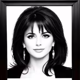 the face of a woman is shown in a picture frame