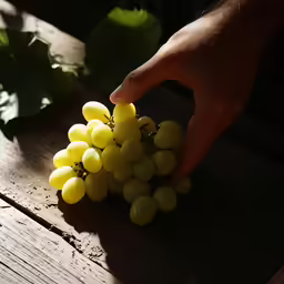 a close up of a person holding grapes