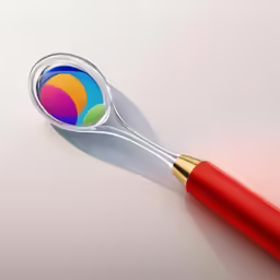 a red toothbrush with two colorful balls inside