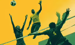 three women are playing volleyball against each other