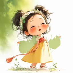 an anime little girl with a broom