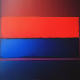 an abstract painting with blue, red and purple stripes