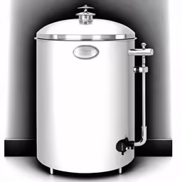 large round tank with an outlet at the bottom