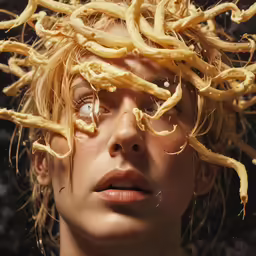 a woman with curly hair and curls on her head
