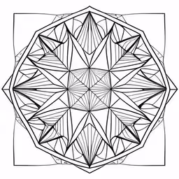 a coloring book with abstract lines in the middle,an artistic drawing is featured on the wall
