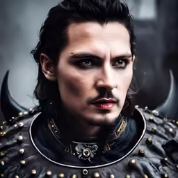 an image of a man wearing horns and a black jacket