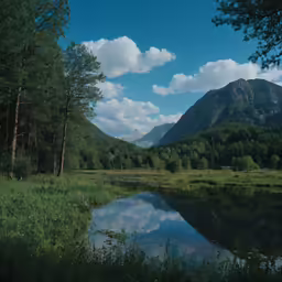the mountains reflect in this beautiful pond in the woods