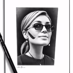 a drawing of a person wearing sunglasses