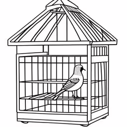 a bird inside of a bird cage,a bird inside a birdcage with it
