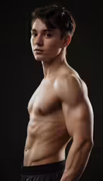 a young man is posing shirtless in his underwear