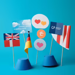 a group of flags sitting next to each other