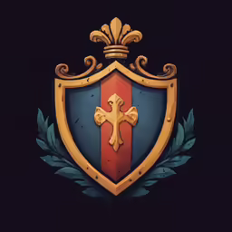 a stylized photo of a shield with a cross