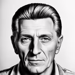 a drawing of a man in a collared shirt