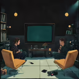 two people sitting in chairs near one another