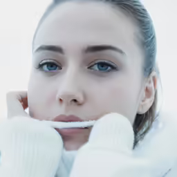the woman has on a cold day posing for the camera