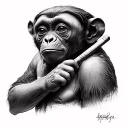 a drawing of a monkey with a baseball bat