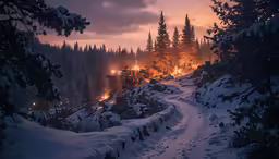there is a road that has snow on it