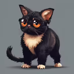 a cute small cat with big yellow eyes