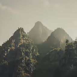 a scenic view of a rocky mountain landscape with trees in the foreground