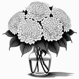 a vase with some white flowers in it,a drawing of white flowers in a vase