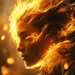 a woman with bright hair in the background