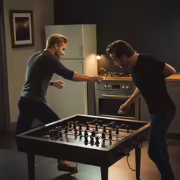 two men are playing a game of checkers