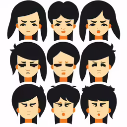 different angles of the faces of a young woman