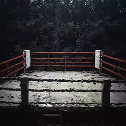 a wooden dock that has a concrete seat
