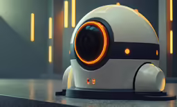 the robot is sitting on the counter top